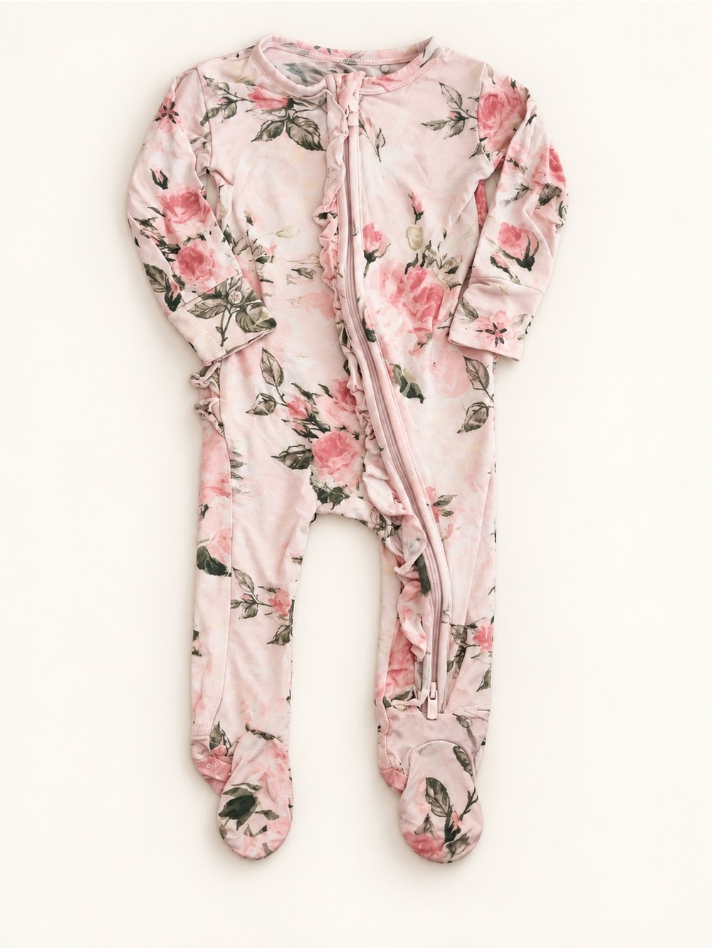 Posh Peanut Pink Floral Footed One-Piece